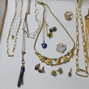 Elegant Gold Tone and Turquoise Jewelry Lot